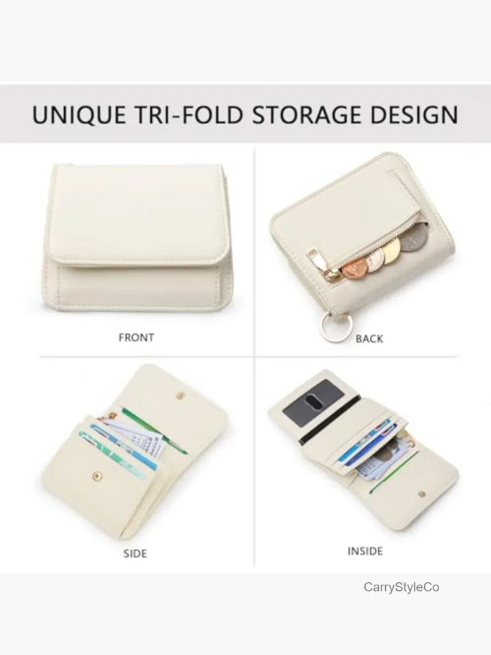 RFID Keychain Wallet Wristlet for Women Small Trifold with Coin Pocket